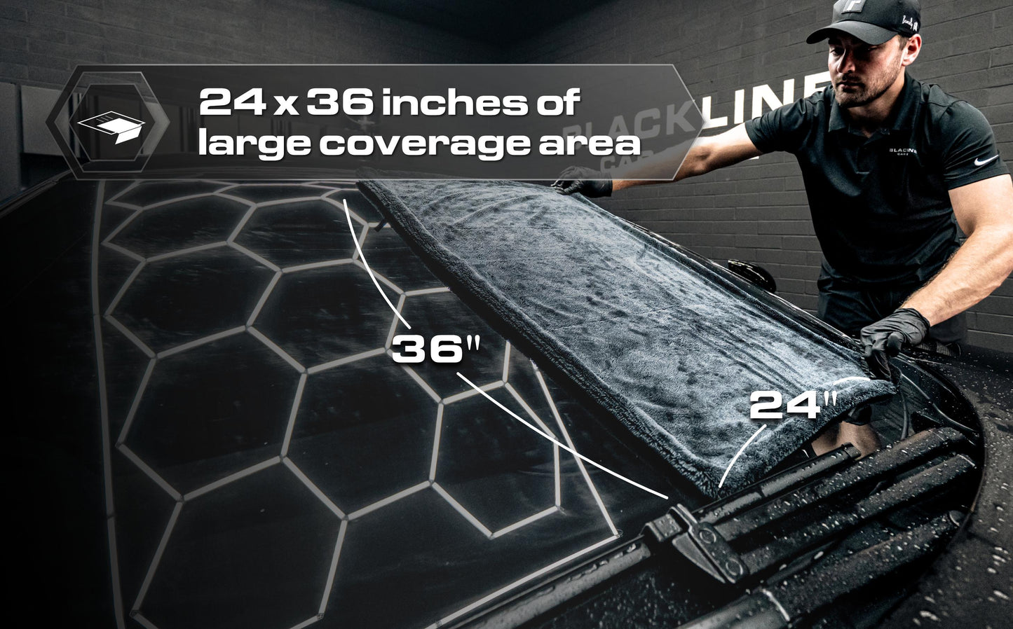 Blackline 1300 GSM Twisted Loop Microfiber Drying Towel, 24x36 Ultra Absorbent Car Drying Cloth for Auto Detailing