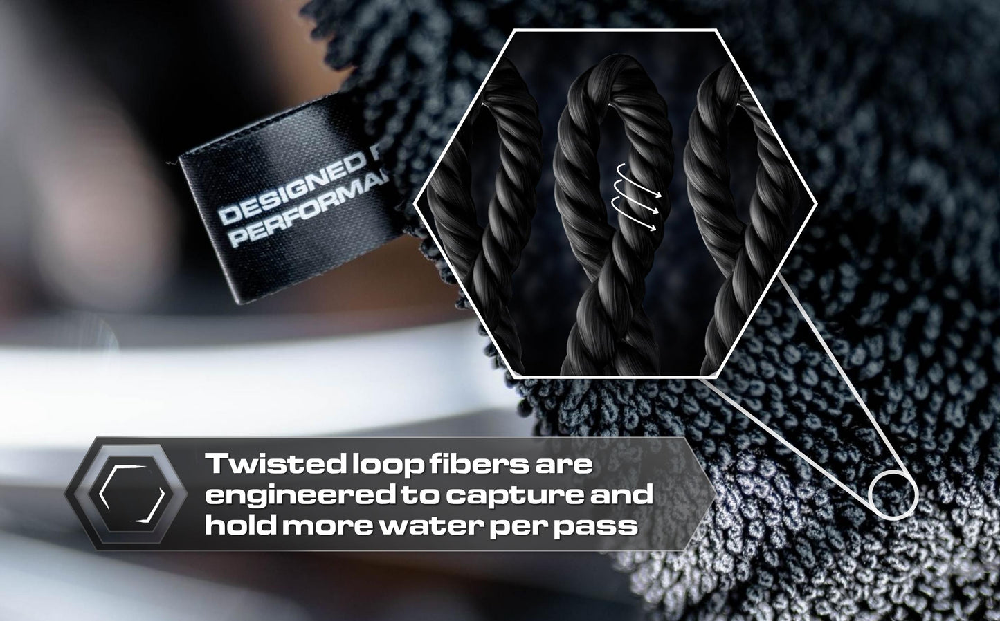 Blackline 1300 GSM Twisted Loop Microfiber Drying Towel, 24x36 Ultra Absorbent Car Drying Cloth for Auto Detailing