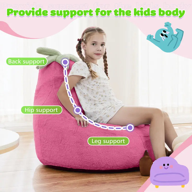 Memory Foam Bean Bag Chair for Kids, Soft Toddler Sofa with High Rebound Foam for Reading & Gaming